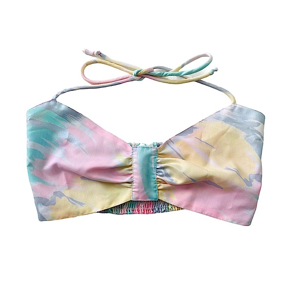 Vintage Tops - NEW Vntg 80s Halter Bandeau Crop Top Pastels S/M